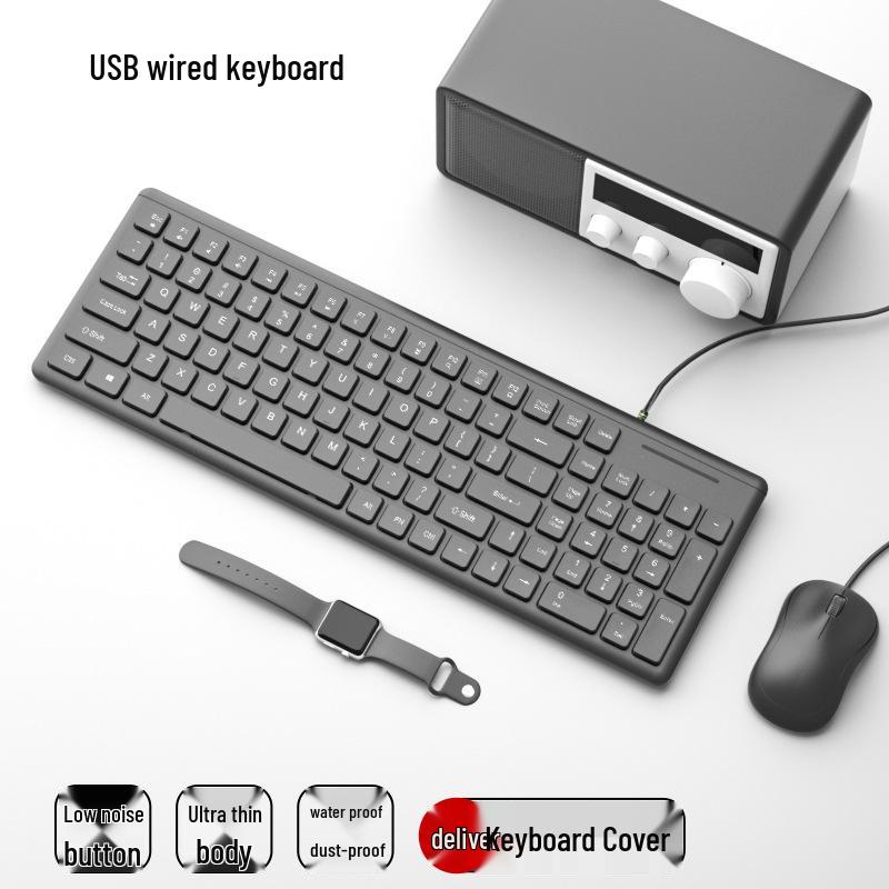 Silent Wired Chocolate Keyboard and Mouse Set for Laptop/Desktop