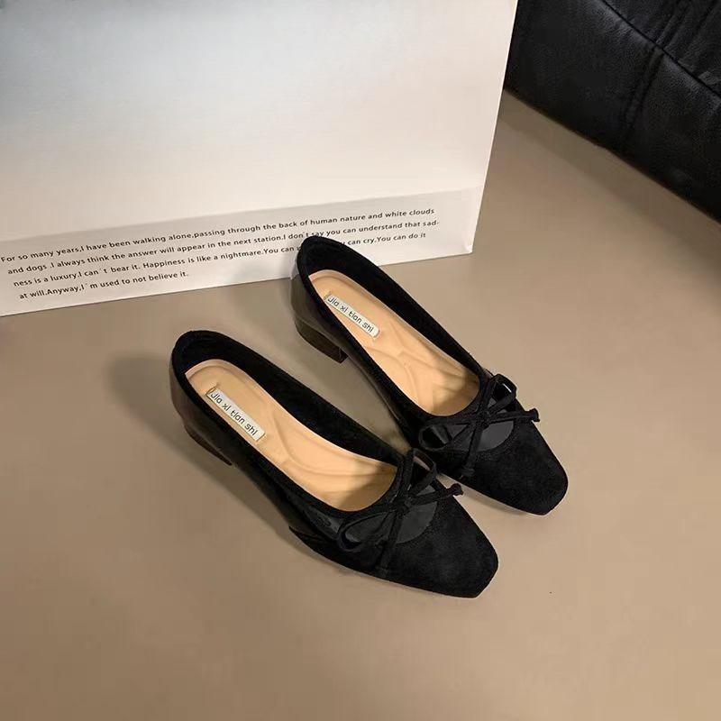 

Women Flats Loafers Shoes Autumn Designer Work Comfortable Zapatillas De Mujer Walking Shallow Low Suede Square-toed Shoes Women 35 чёрный