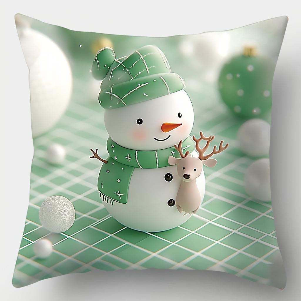 Home Decor Christmas-Themed Cute Creatures Pillow Covers Pattern Cushion Cover Suitable For Sofa Bedroom Car Pillow Cover