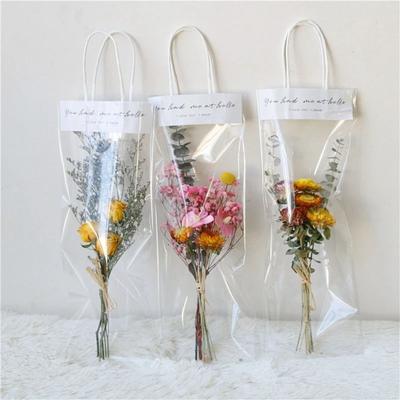 Transparent Transparent PVC Handbag Water Proof Single Stem Rose Flower Bouquet Bag Hand-held Design Fresh Flower