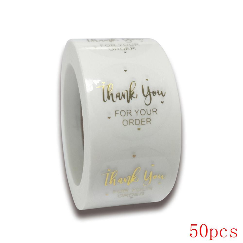 50-500Pcs Labels 1Inch Clear Gold Foil Thank You Stickers For Wedding Pretty Gift Cards Envelope Sealing Label Stickers