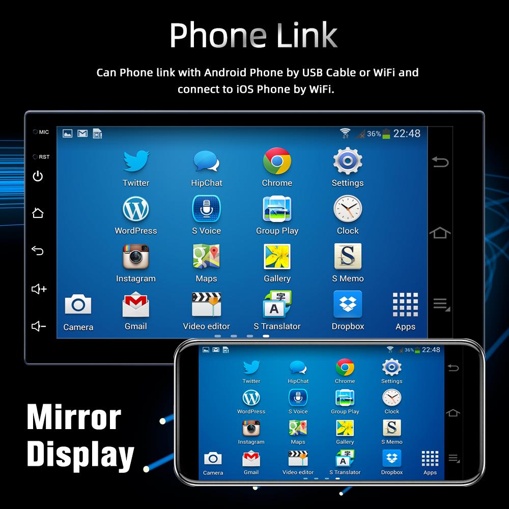1 Din 7 Inch Car Radio Universal  Multimedia Video Player Stereo  GPS Wireless CarPlay Android Auto Wi-Fi FM Bluetooth