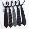 Black Tie Japanese Academy Style No-Iron Shirt with Decorative Bow Tie - Women DK Hand-Knit Grey Stripe for Men