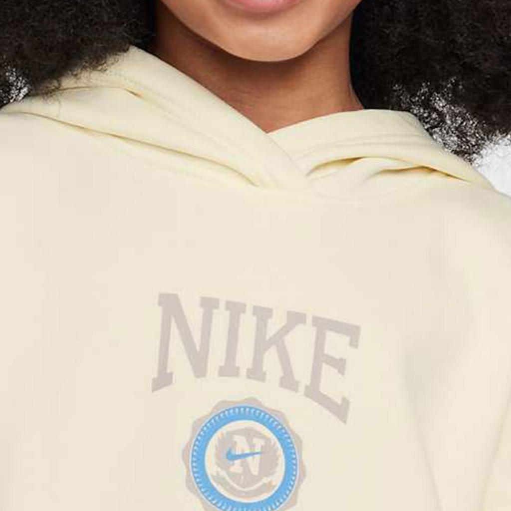 Nike Sportswear Club Fleece Soft Comfortable Loose Warm Hooded Sweatshirt Kids Sweatshirt Coconut-Milk University-Grey HJ3371-113
