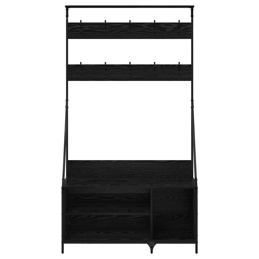 Clothing Rack with Shelf Black Oak Effect 100 X 41 X 184 Cm