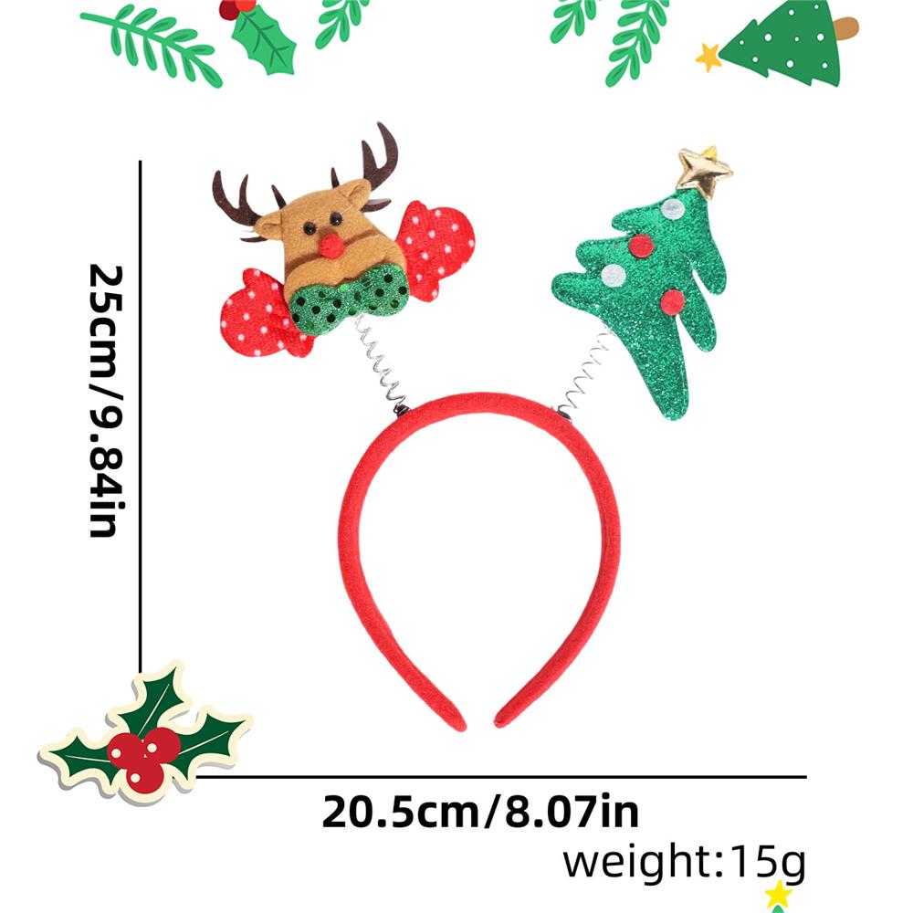 Deer Antlers Headband Long-Lasting Snowman Headband Christmas Tree Headband Glittering For Adult Christmas Parties
