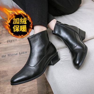 Large Size Martin Boots Winter Fleece Zipper British Leather Boots Locomotive Tide Boots
