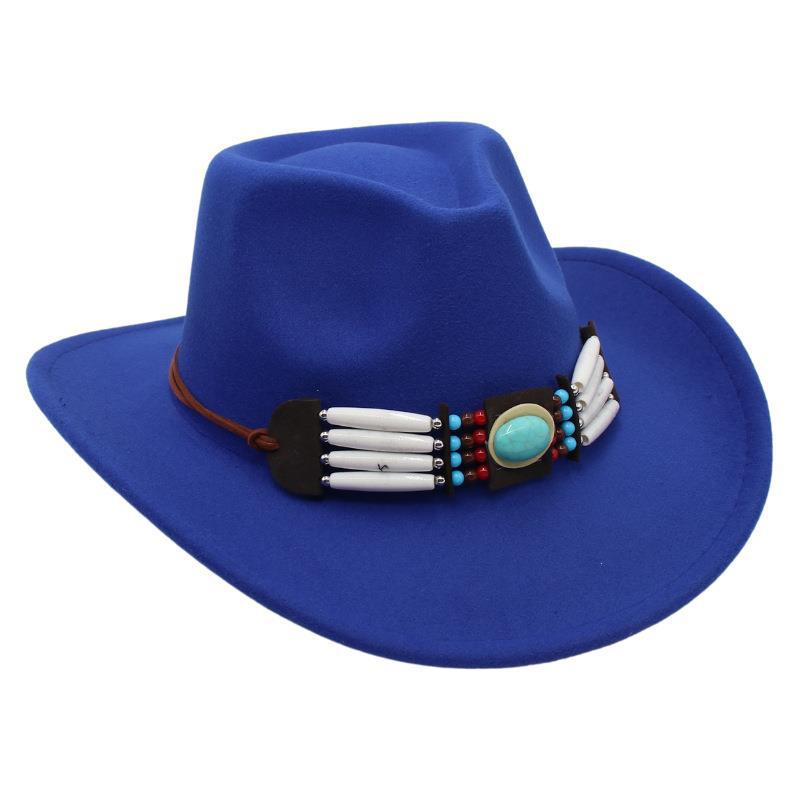 Ethnic Style Western Cowboy Hat Curled Tweed Hat Tibetan Top Hat