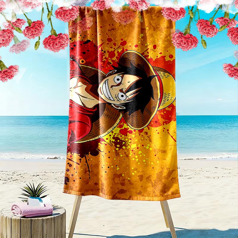One Piece Anime Epic Illustration Print Beach Towel, Large Soft Quick Dry Towel for Beach Camping Swimming