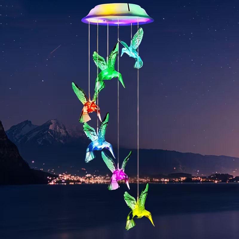 Hummingbird/Butterfly Style Garden Decorative Lights (Solar) Outdoor Solar Wind Chime Lights Hangable Decorative Lights Hummingbird style