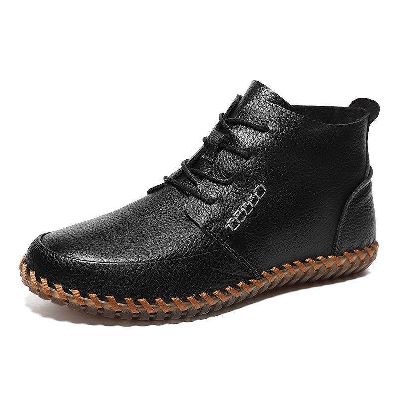 Men s Plus Size Handmade Leather Martin Boots - Fashion Flat Casual Shoes 42