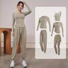 Womens Quick-Dry Fitness Set Gym Yoga Running Long Sleeve Top Pants Sportswear