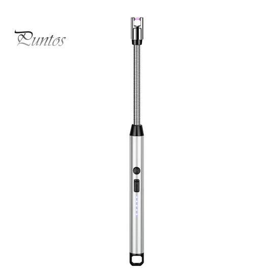 

1 комплект, электрический воспламенитель, перезаряжаемый через USB, ветрозащитный светодиодный дисплей, импульсный воспламенитель с длинной ручкой для дома на открытом воздухе серебряный