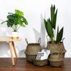Retro Wicker Woven Seagrass Belly Baskets Planter Pot Foldable Straw Laundry Toys Sundries Organizer Baskets Home Boho Decor