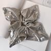 21cm Oversize Metallic Black Silver Hair Scrunchies Faux Leather Square Elastic Hair Bands Women Girls Accessories Hair Ties