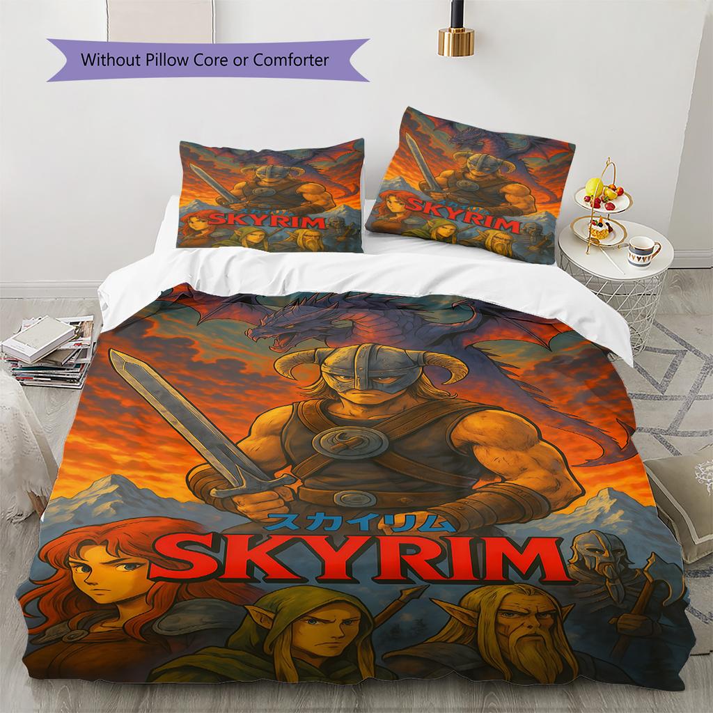 The Elder Scrolls Bedding Quilt Set Quilt Cover Pillowcase Home Decoration Birthday Gift (1 * duvet cover + 2 * pillowcase, without core)