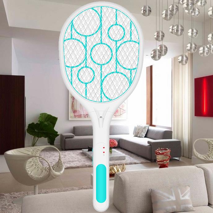 

Handheld Rechargeable 3600V Electric Fly Swatter Bug Zapper with LED Light for Indoor and Outdoor Blue