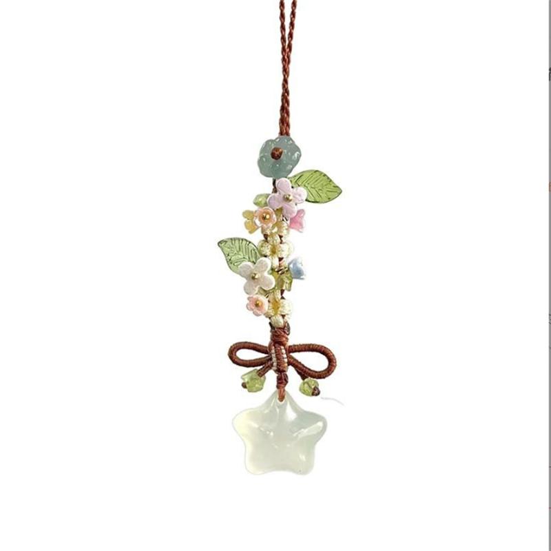 

Handmade Acrylic Bell orchid Star Charm Keychain Boho Style Phone Chain Key Chains Bag Pendant Lucky Ornament