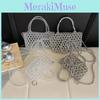 Transparent Handbag Bead With Bow Design And Top Opening For Women Daily Use