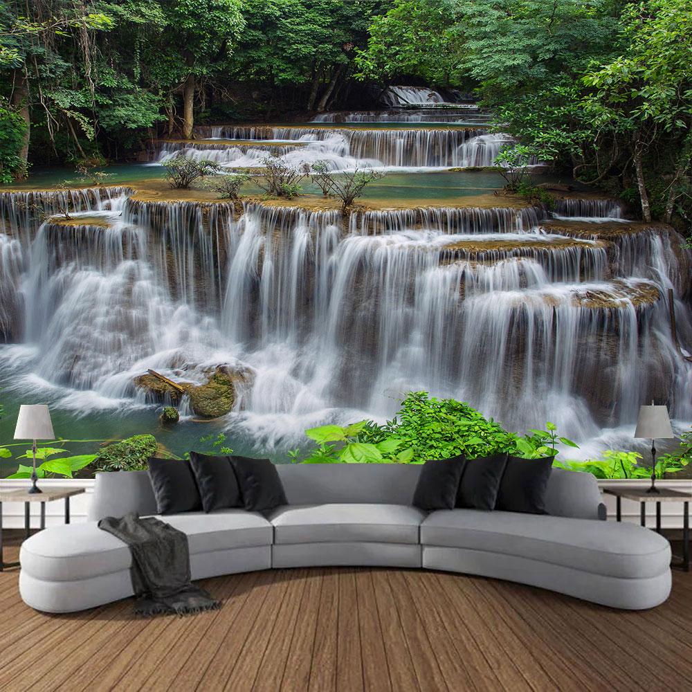 Frumoasă pădure naturală imprimată tapiserie mare de perete ieftină hippie agățată tapiserii de perete boeme decor mandala de perete