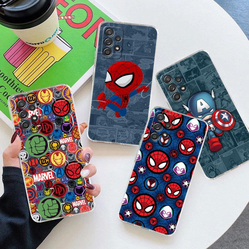 Cute Cartoon Avengers Marvel Ironman Clear Case For Samsung Galaxy A57 A37 A56 A36 A55 A54 A35 A26 A07 A17 A16 A06 A36 A15 Cover