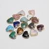 3Pcs, Heart Crystal Pendant with Golden Edging, Faceted Natural Stone Lapis Lazuli Malachite Turquoise Charms for Jewelry Making DIY Crafts 18×18mm