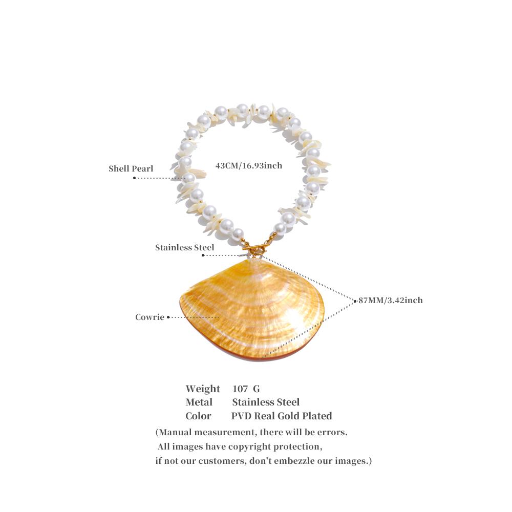 Eetit Ankünfte Gelbe Große Muschel Anhänger Halskette Ozean Stil Simulierte Perlen Kette Handgefertigt Hochwertiger Schmuck 2025