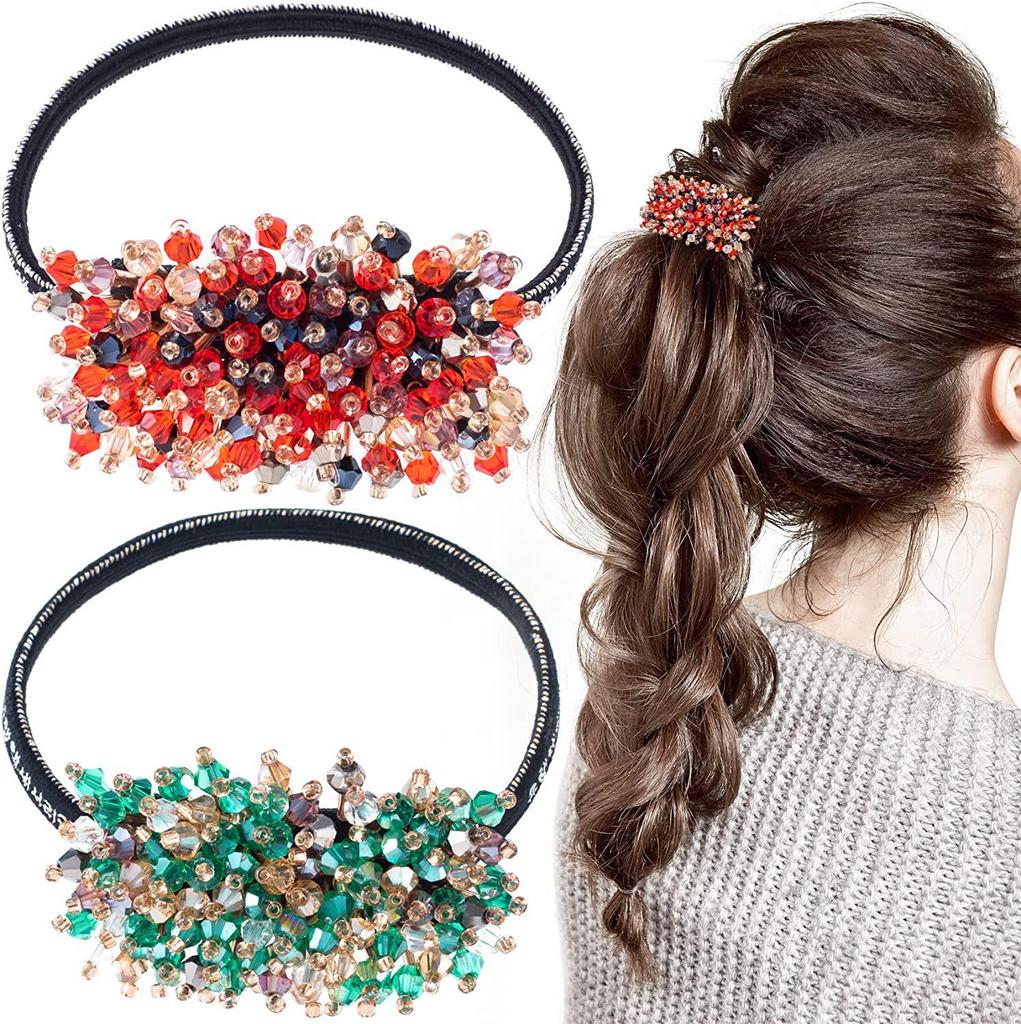 Korean Crystal Beaded Hair Tie: Elegant, Retro, Versatile Accessory