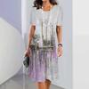 Elegant Women Short Sleeve Fashion 3d Print Midi Dress Plus Size Beach Clothing