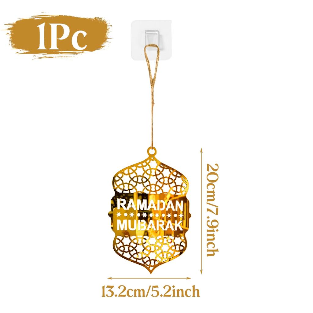 Eid Mubarak Pendants Ramadan Decoration 2025 Acrylic Gold Moon Star Ornaments Ramadan Kareem Hanging Decor for Muslim Party