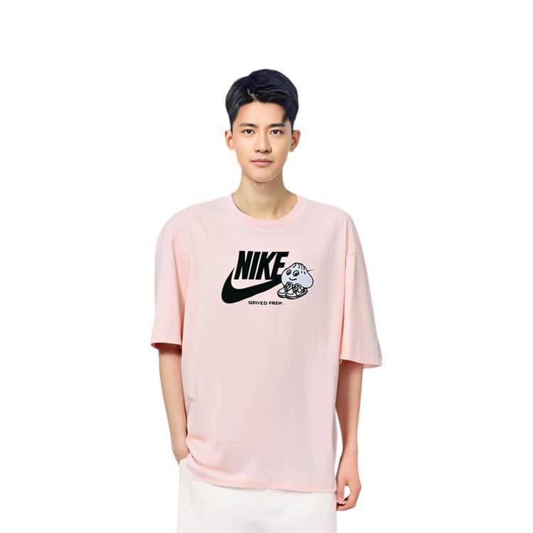 Nike T Shirts Men's Pink Crew Neck Moderate Straight Fit FB9804-686