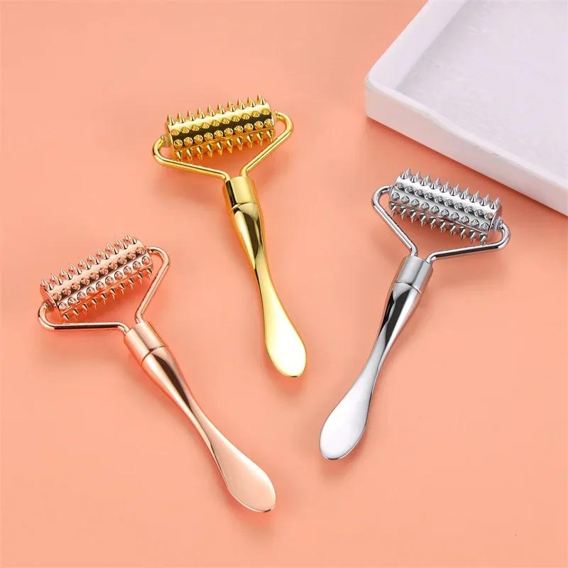 Zinc Alloy Microneedle Roller Facial Wrinkle Remover Manual Massager Micropin Skincare Beauty Tool Device Dermaroller for Face