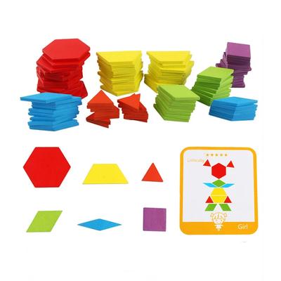 Geometric Puzzle Shape Sorter Wooden Blocks Develop Imagination Safe Magnetic Puzzles Tangram Geometric Color Early Education