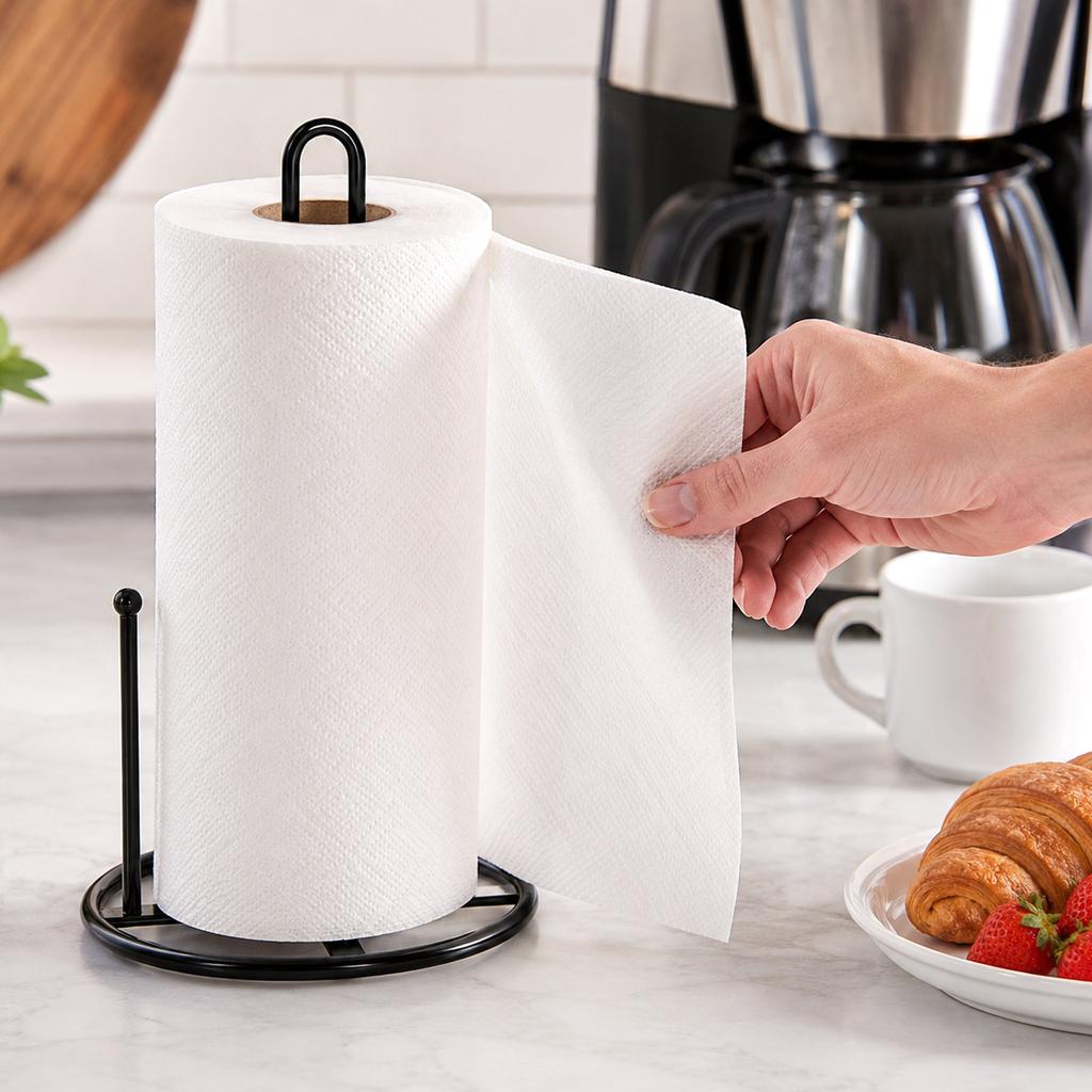 Black Round Towel Holder for Kitchen Countertop