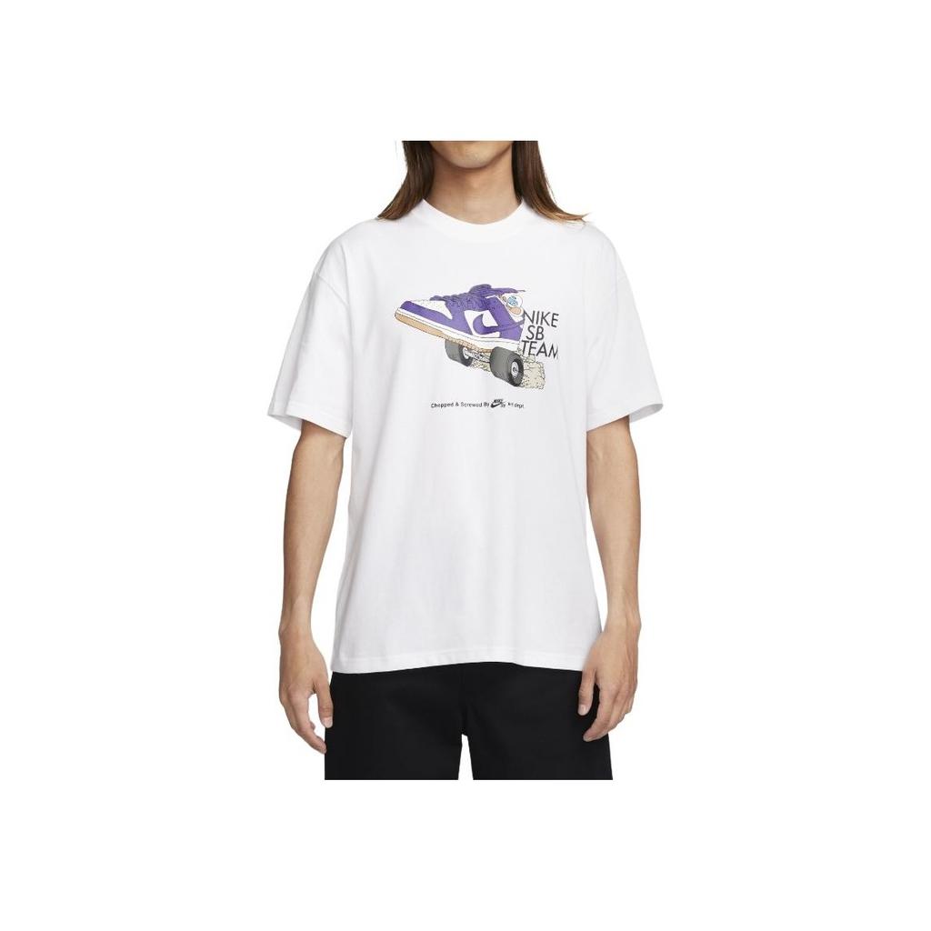 Nike Alphabet Print Pullover Skateboard Short Sleeve T-Shirt With Drop Shoulders Men Tops White FJ1138-100