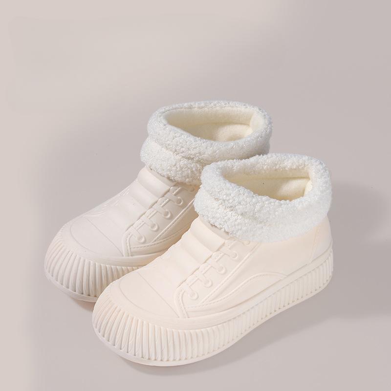 New Women's Fashion Waterproof and Wear-resistant Warm Velvet Short Rain Boots