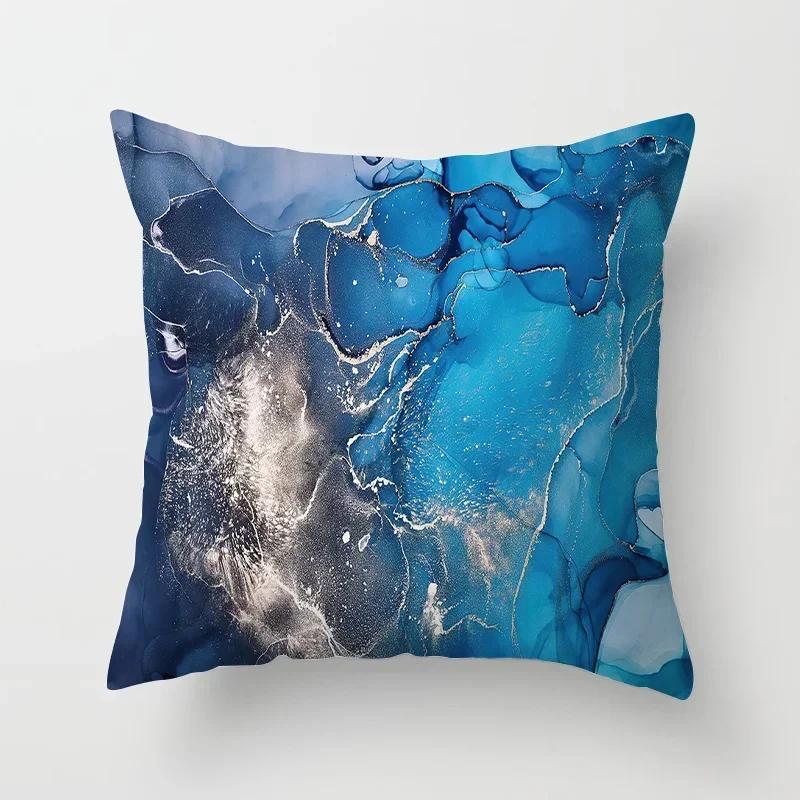 45*45 Marble Ocean Sea Pattern Polyester Throw Pillow Living Room Cushion Cover Home Decoration Sofa Decorative Pillowcase