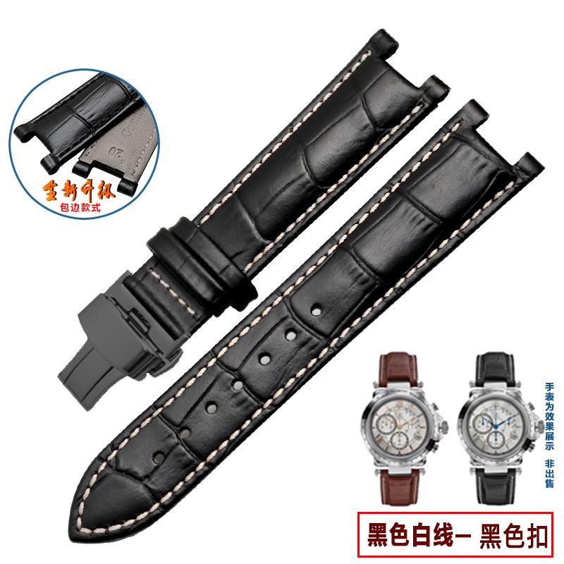 Kopfschicht Lederarmband Krokodilmuster Rindsleder für YA133309 Gales 20*11mm 22*13mm Uhrenarmband Schwarz Braun Herren Accessoires