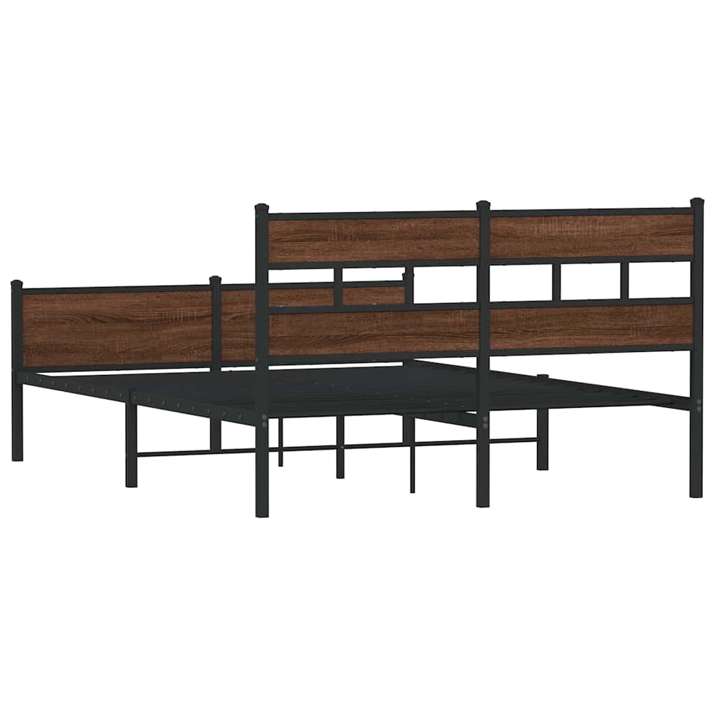 Metal Bed Frame without Mattress Brown Oak Effect 160x200 cm