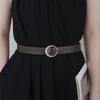 New Fashionable Round Pearl Buckle Women’s Leather Belt Korean-Style Beaded Versatile Minimalist Retro Jeans Belt