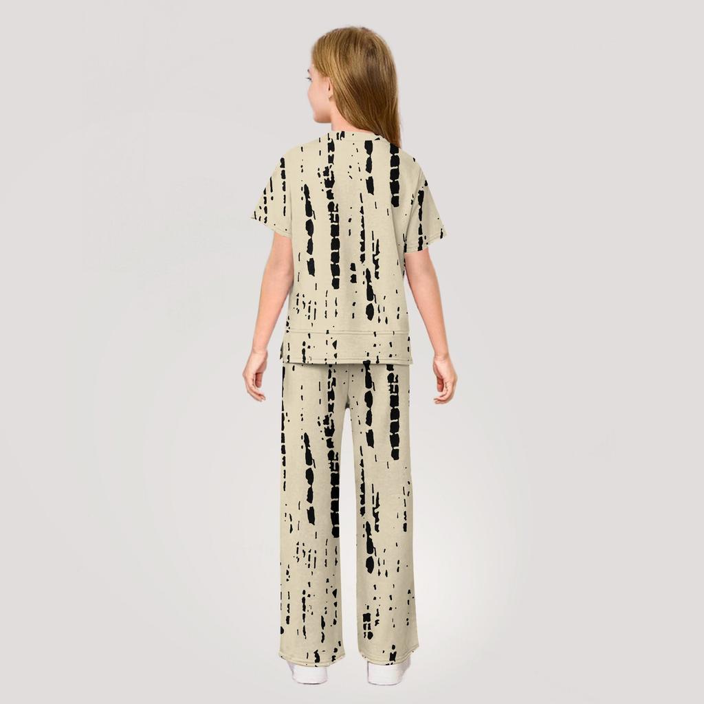 Girls' 2-Piece Set - Short Sleeve Tee & Wide Leg Pants