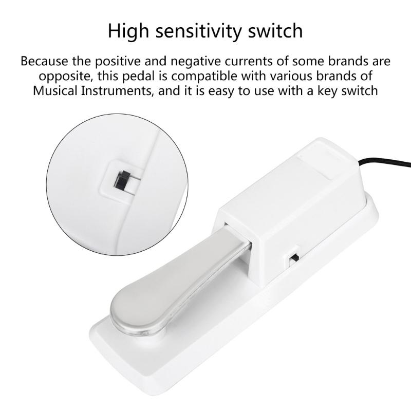 Digital Piano Keyboard Piano Sustain Pedal with Anti-Slip Rubber Bottom For MIDI Keyboard, with 1/4''(6.35mm) Input Plug