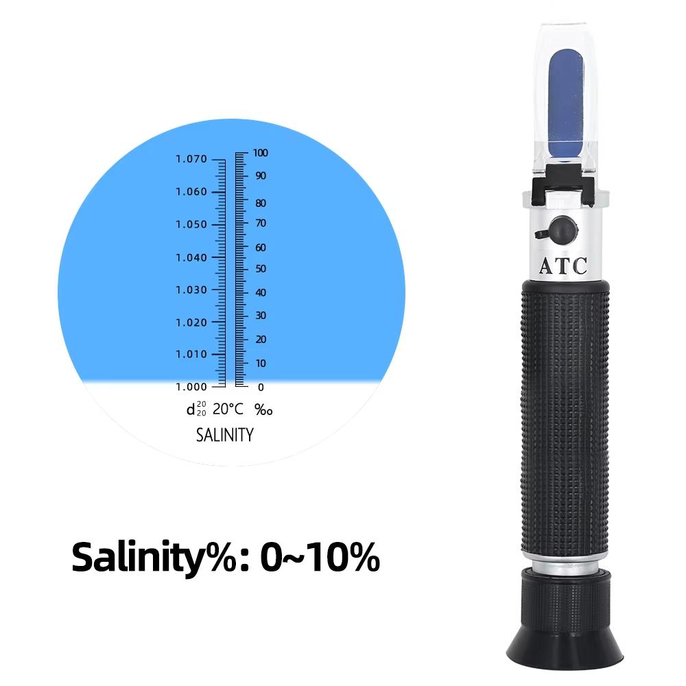 

0-10% Salinity Refractometer ATC Handheld Refractometer 1.000-1.070SG Optical Salometer Salt Tester for Seawater Aquaculture