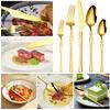 30pcs stainless steel luxury gold small waist western restaurant steak knife and fork set, suitable for Christmas, parties.