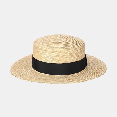 Lcate Women's Boater Hat Summer Vacation Panama Hat Flat Bow Hat LAN004