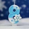 0-9 Numbers Snowflake Birthday Candles, Blue Glitter Style, Children's Girls' Birthday Party, Cake Decoration Candles