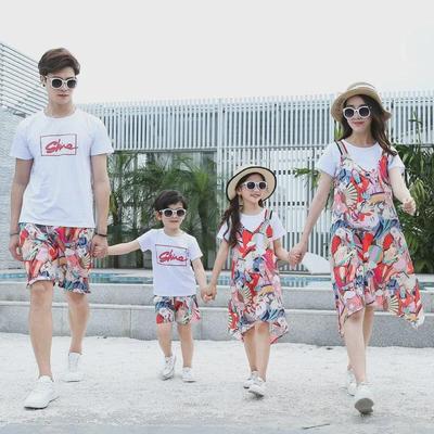 Summer Fashion Mother-Daughter Matching Outfit: Seaside Vacation Short-Sleeve Two-Piece Skirt Set