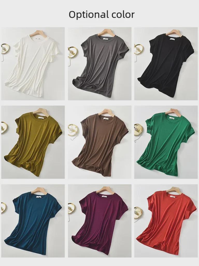 New Style Slim Round Neck Solid Color Niche Tops with Bat Sleeves