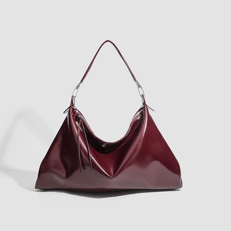 

Осень и зима новая большая сумка на плечо масляная ПУ большая вместимость сумка-тоут ретро мягкая кожа портативная сумка-мессенджер бордовый