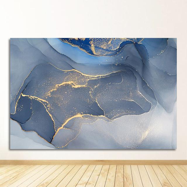 

Картина Современное геометрическое произведение искусства Холст Печать плакатов Настенная картина Декор в гостиную Современный золотой мрамор Аннотация 40cm×80cm NoFrame